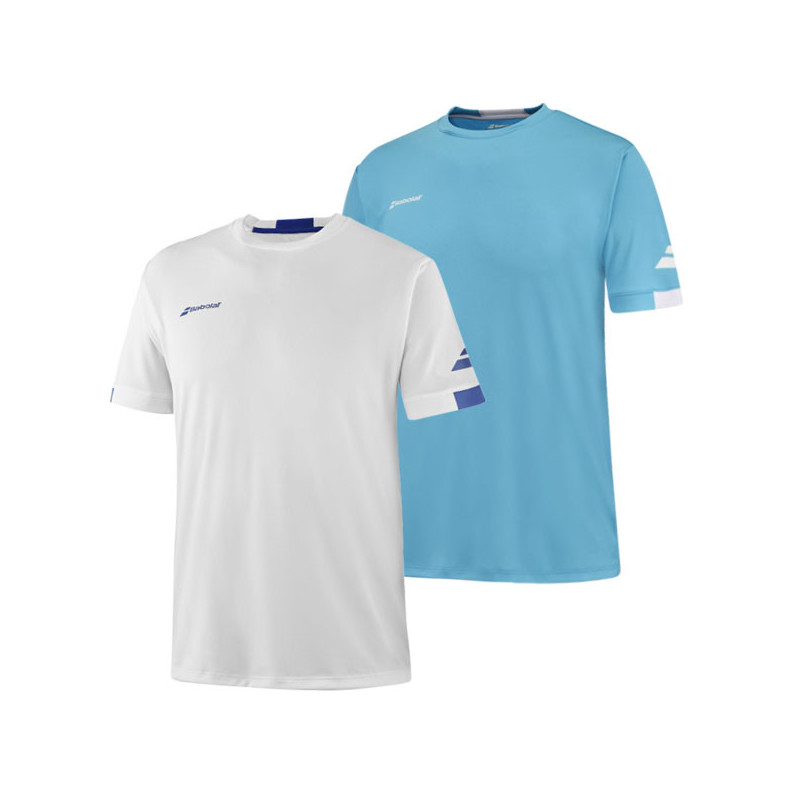 Tee-shirt junior Babolat Play Crew blanc ou bleu clair