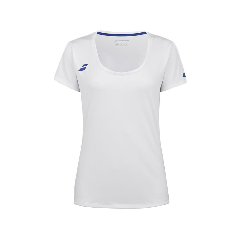 Tee-shirt femme Babolat Play Crew blanc ou bleu