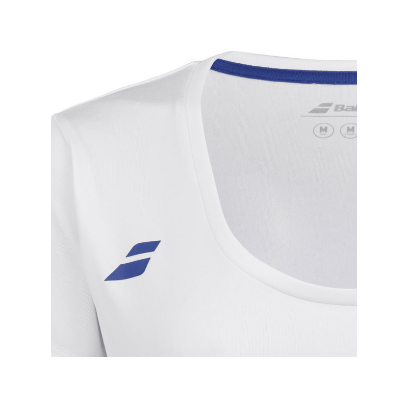 Tee-shirt femme Babolat Play Crew blanc ou bleu