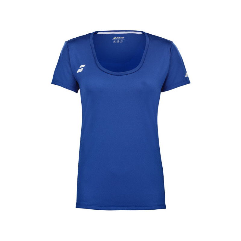 Tee-shirt femme Babolat Play Crew blanc ou bleu