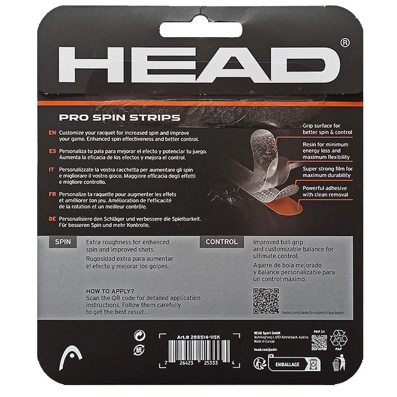 Head Pro Spin Strips - Bandes de prises d'effets pour raquettes de padel