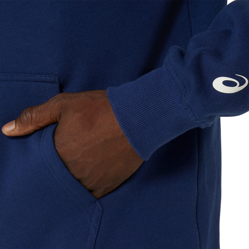 Sweat de sport à capuche en molleton homme Asics logo bleu marine