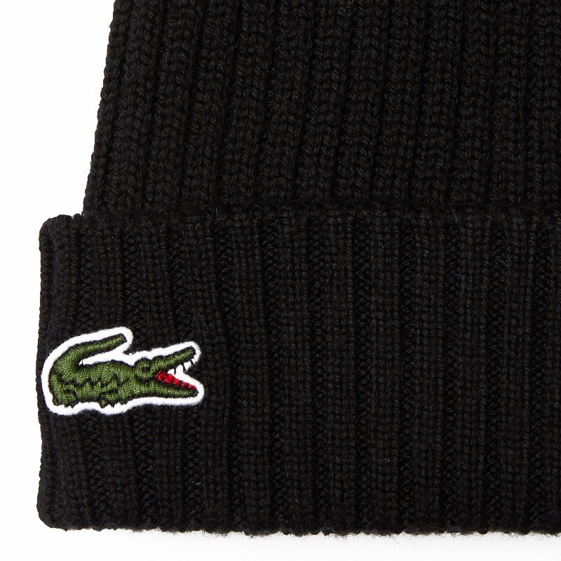 Bonnet Lacoste unisexe en laine en coloris noir