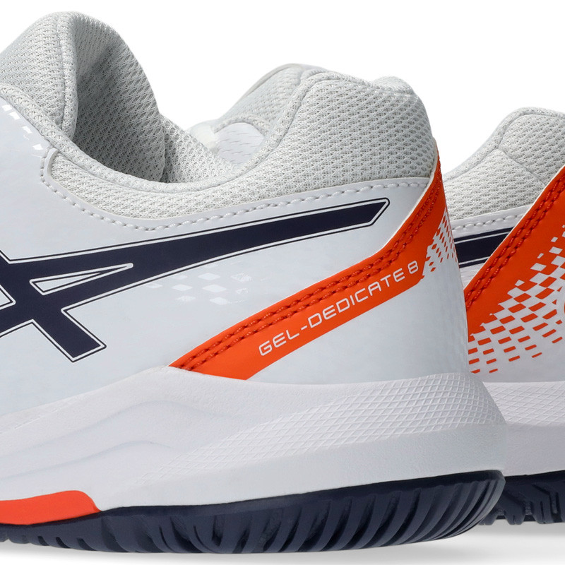Asics Gel Dedicate 8 GS blanc-orange - Chaussure tennis enfant 24-25