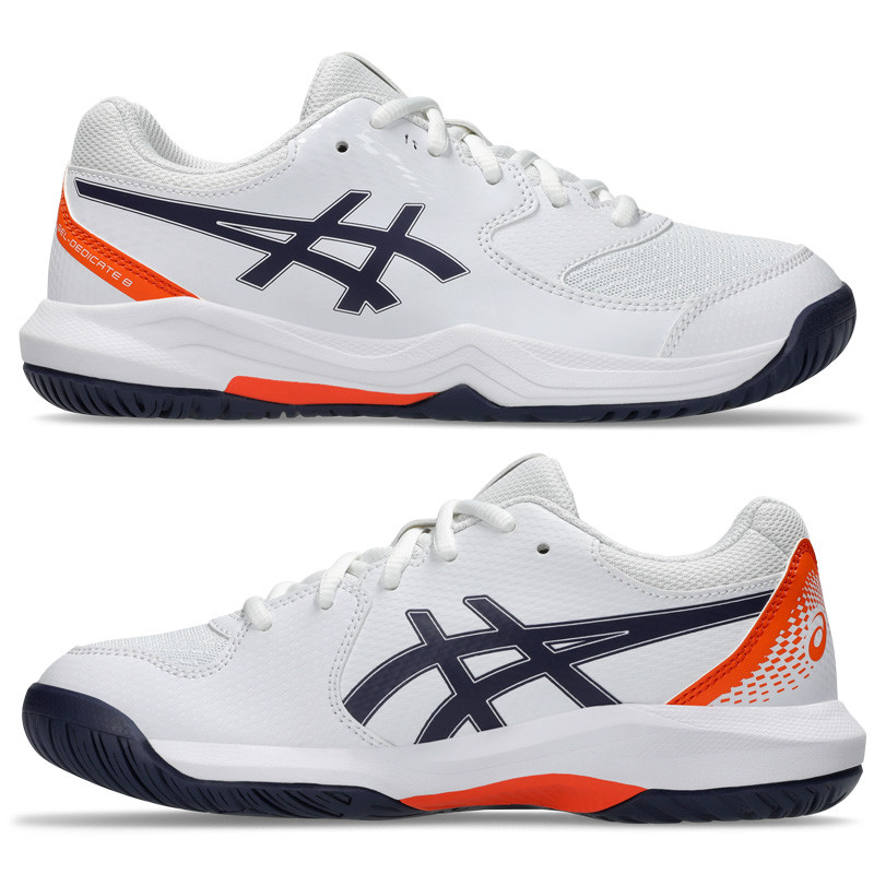 Asics Gel Dedicate 8 GS blanc-orange - Chaussure tennis enfant 24-25