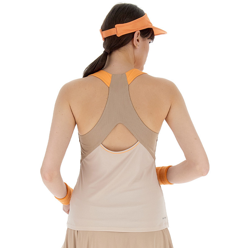 Débardeur de tennis femme Lotto D3 Tech dos nageur en coloris marron