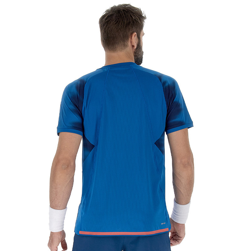 Tee-shirt de tennis homme Lotto D2 Tech bleu avec motifs