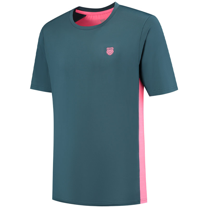Tee-shirt de tennis K-Swiss Hypercourt Mix vert aqua et rose