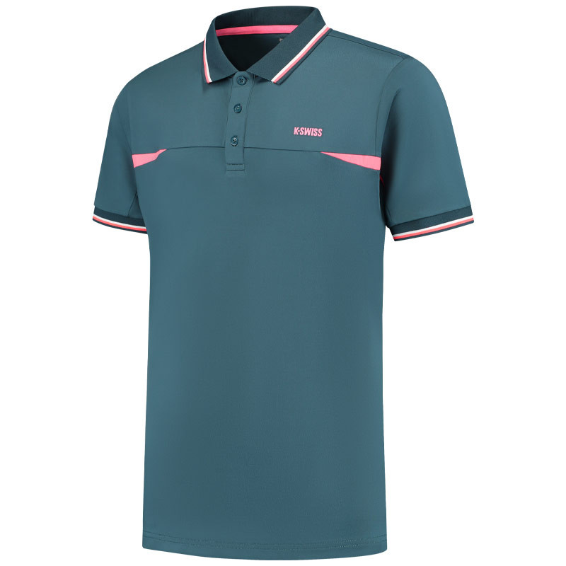 Polo de tennis homme K-Swiss Hypercourt 7 vert Aqua et rose