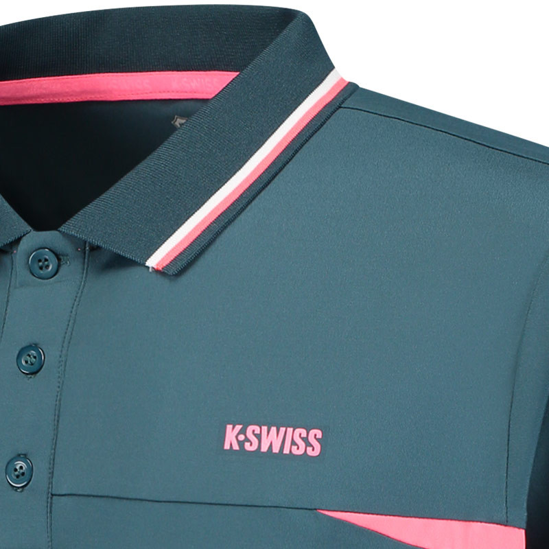 Polo de tennis homme K-Swiss Hypercourt 7 vert Aqua et rose