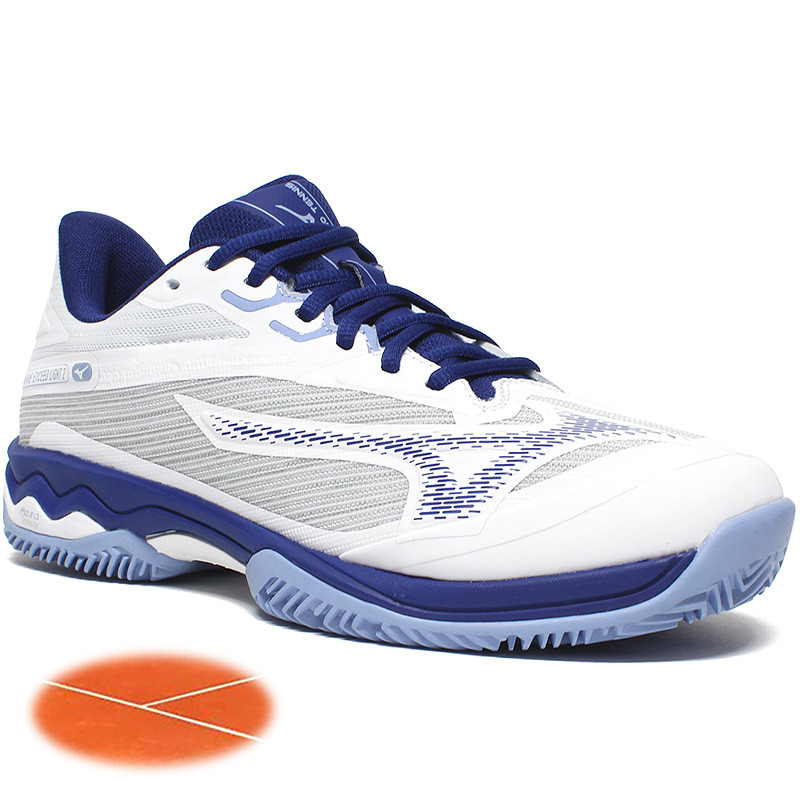 Mizuno Wave Exceed Light 2 Clay femme blanche et bleue