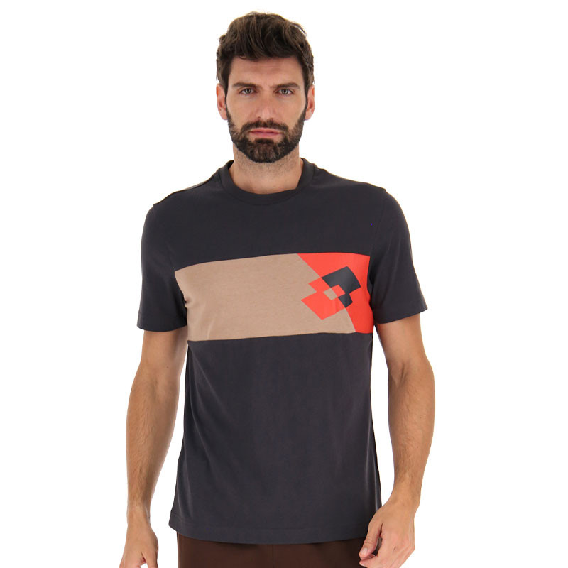 Tee-shirt de tennis homme Lotto Athletica Plus 2 marine, beige et rouge