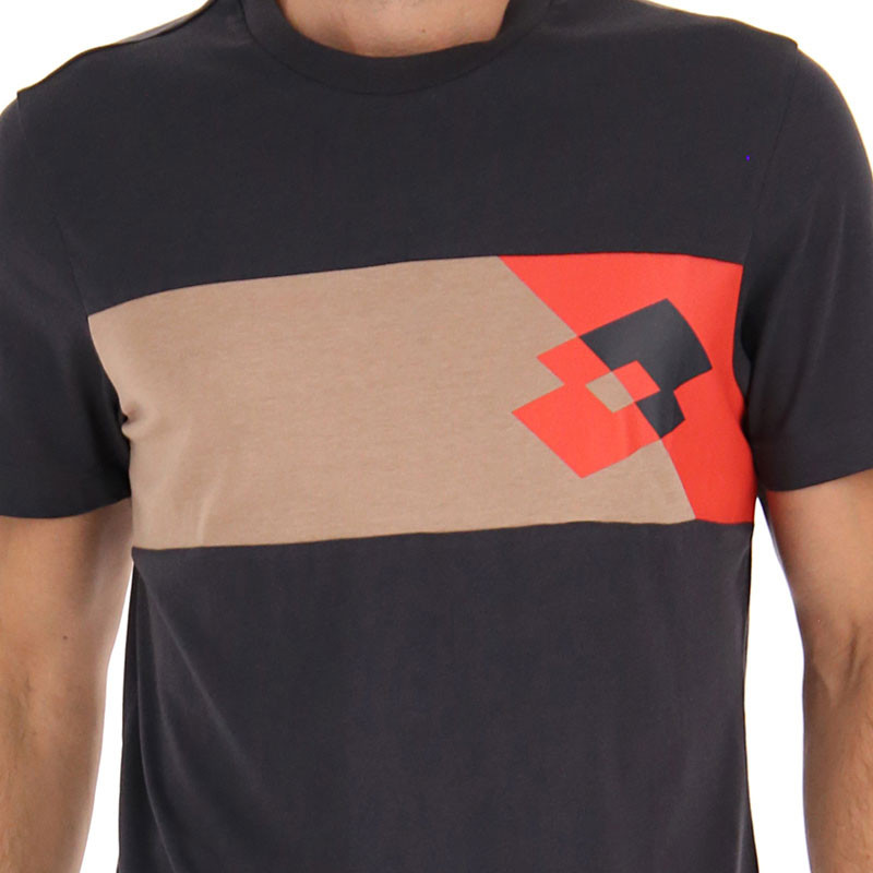 Tee-shirt de tennis homme Lotto Athletica Plus 2 marine, beige et rouge