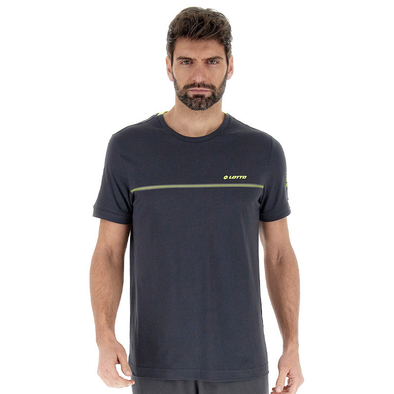 Tee-shirt homme Lotto Logo Due 2 bleu marine et jaune