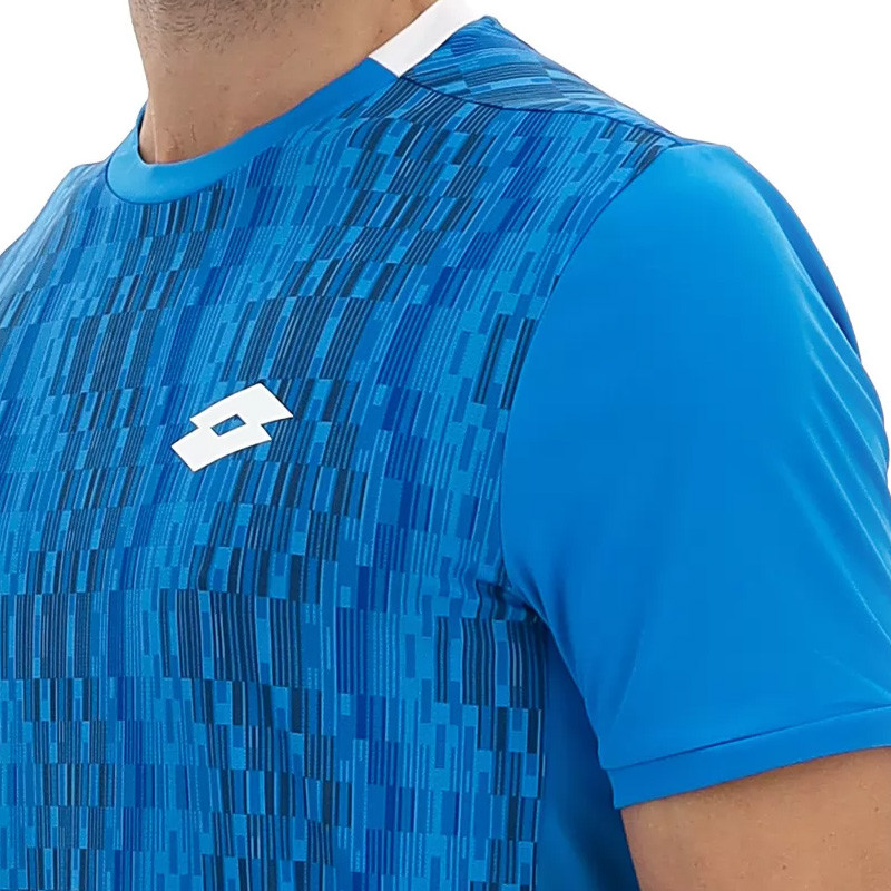 Tee-shirt de tennis homme Lotto Tech 4 bleu, respirant et stretch