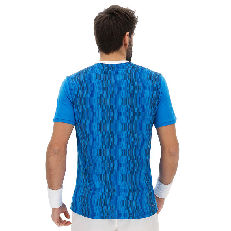 Tee-shirt de tennis homme Lotto Tech 4 bleu, respirant et stretch