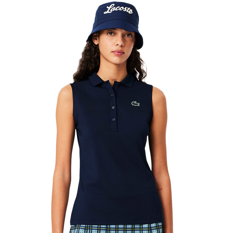 Polo Lacoste Sans Manche Tennis Femme bleu marine