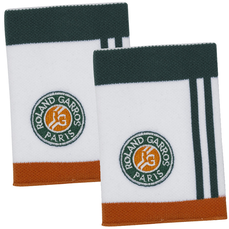 Poignets éponge Roland Garros Performance blanc, ocre et vert