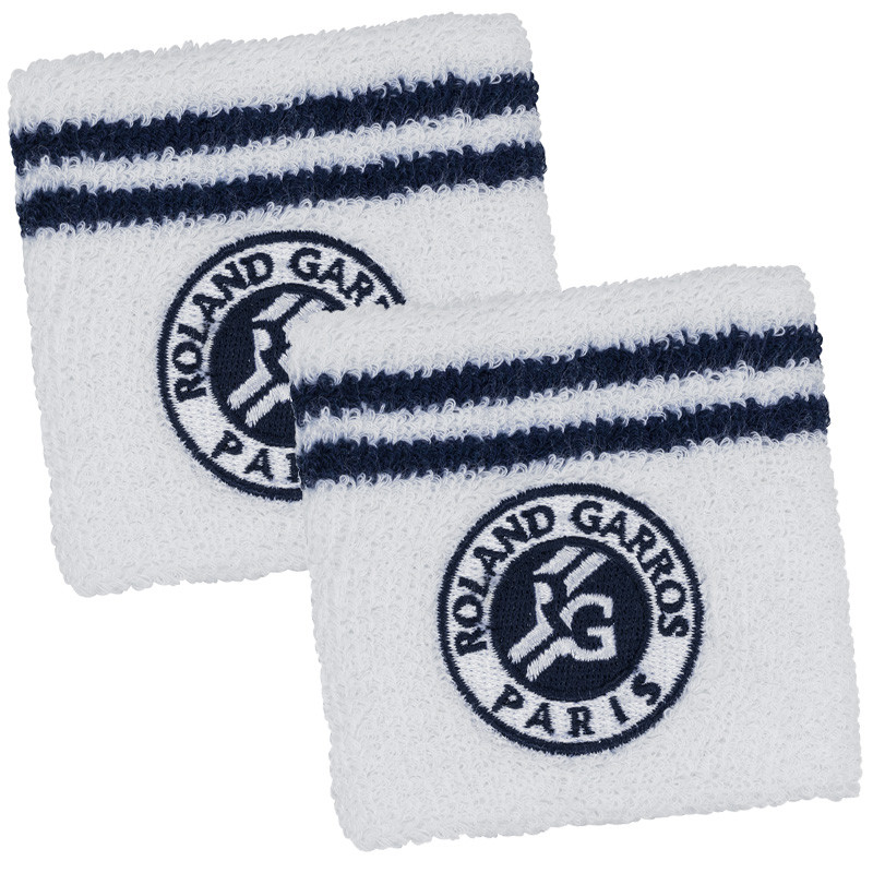 Poignets éponge Roland Garros blanc et bleu marine
