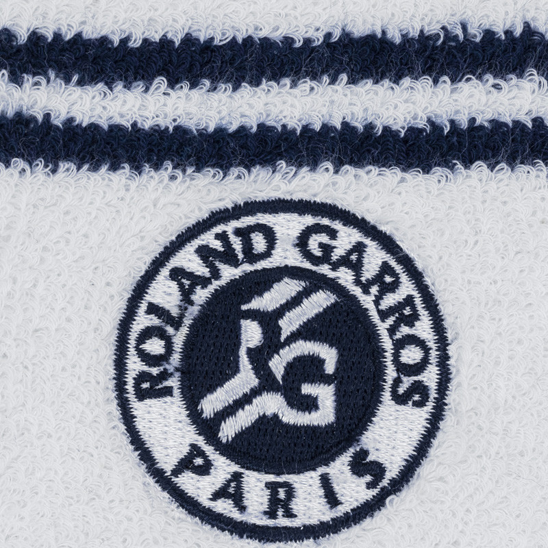 Poignets éponge Roland Garros blanc et bleu marine