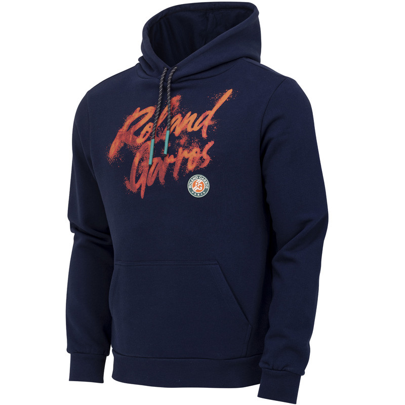 Sweat capuche Roland Garros Graphic bleu marine et ocre