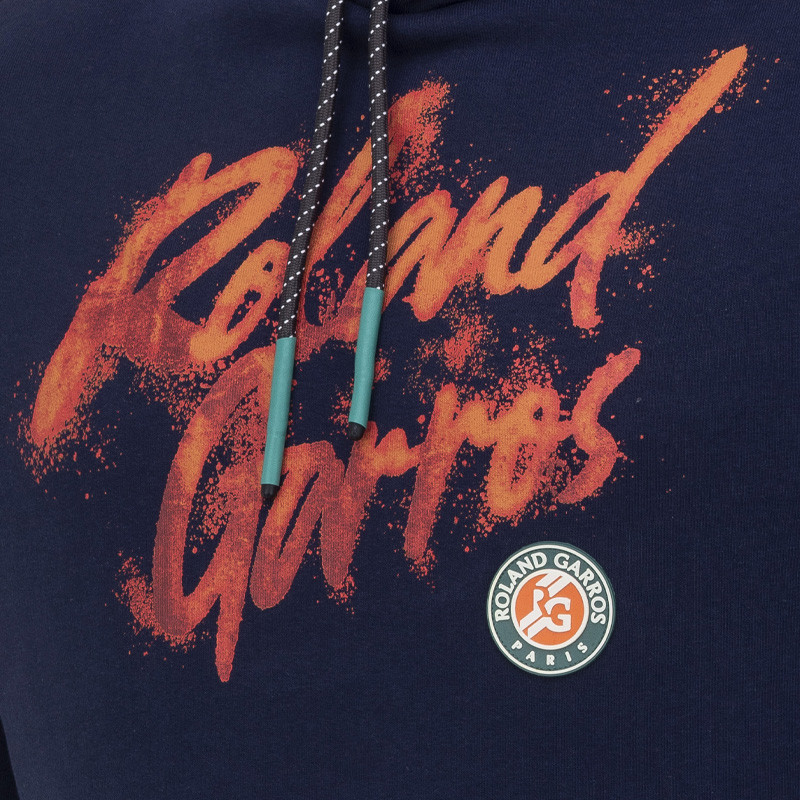 Sweat capuche Roland Garros Graphic bleu marine et ocre
