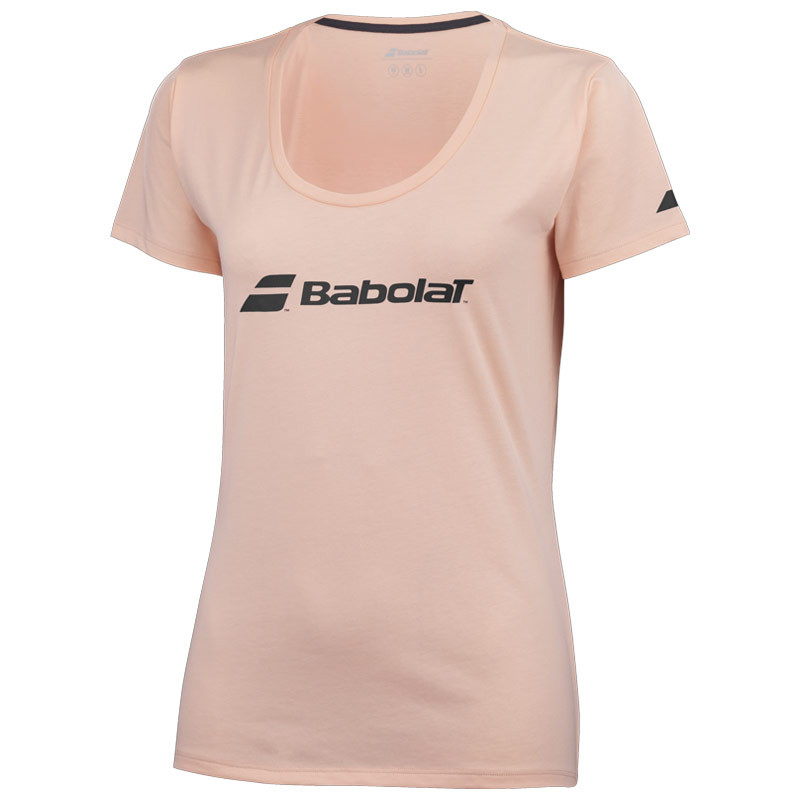 Tee-shirt tennis femme Babolat Exercise Logo rose et noir