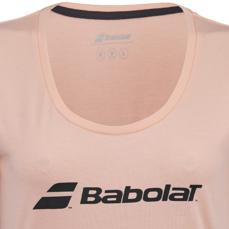 Tee-shirt tennis femme Babolat Exercise Logo rose et noir