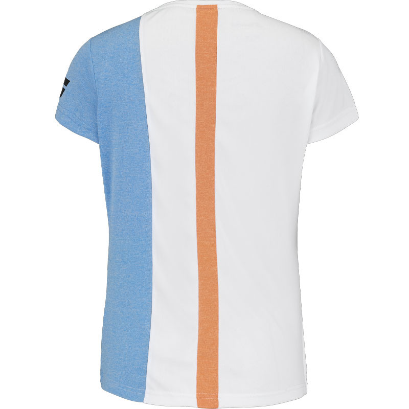 Tee-shirt de tennis jeune fille Babolat Play Crew blanc et bleu