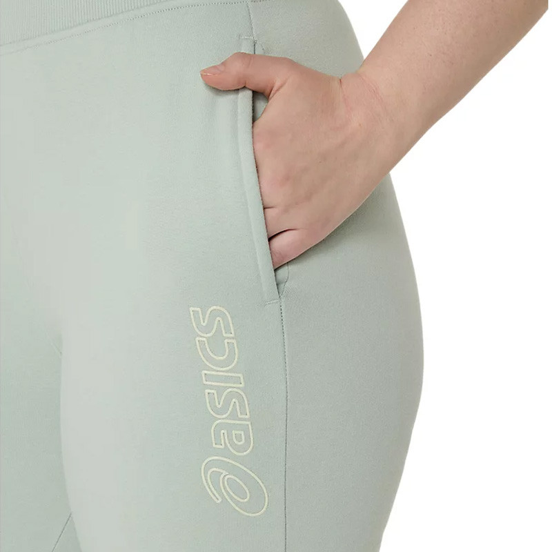 Pantalon de sport molleton femme Asics Logo vert