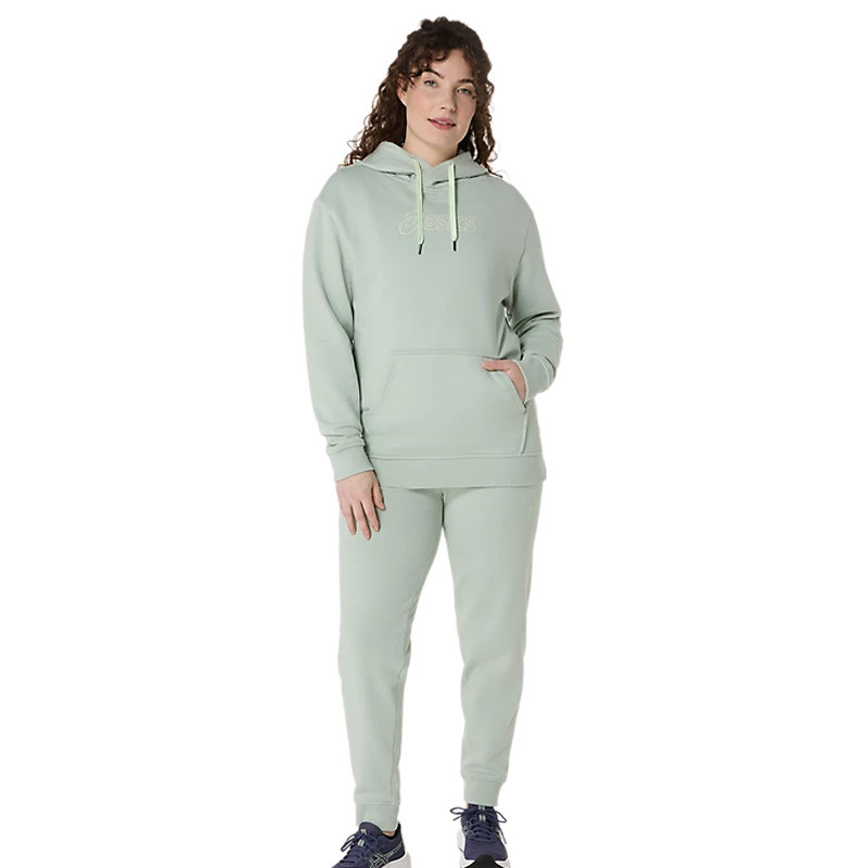 Sweat capuche femme Asics Logo Hoody vert