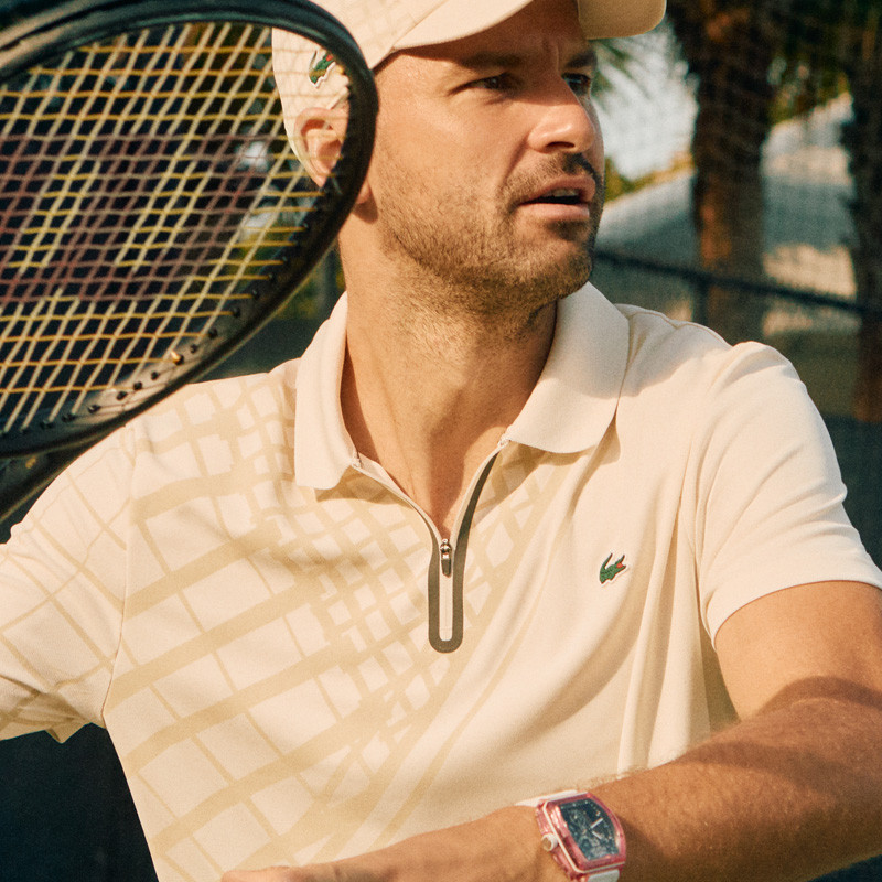 Polo de tennis Lacoste Dimitrov US Open Graphic Ultra Dry beige
