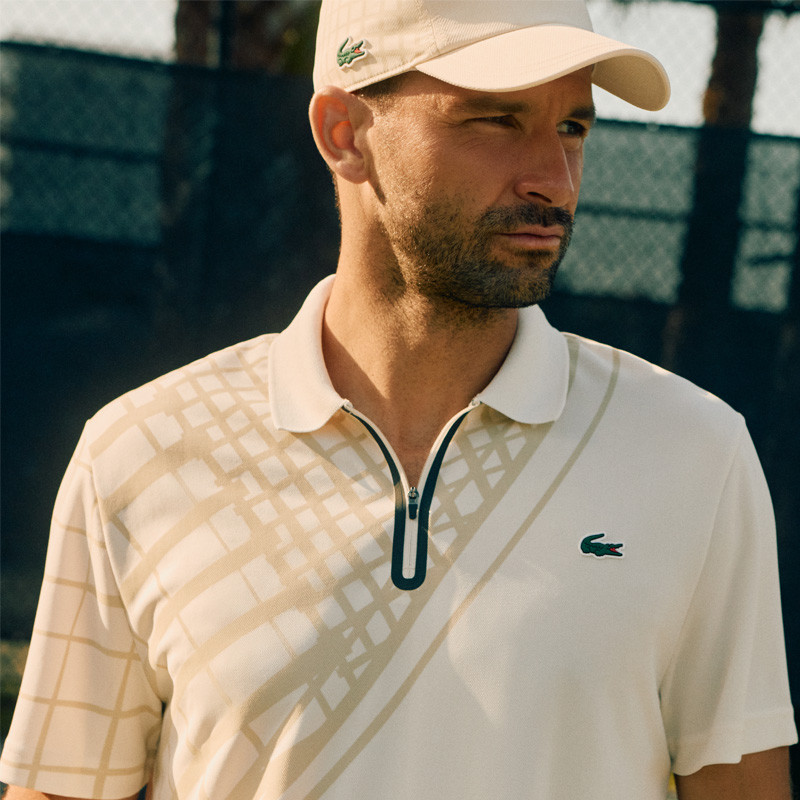 Polo de tennis Lacoste Dimitrov US Open Graphic Ultra Dry beige