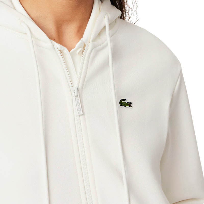 Sweat zippé femme Lacoste Regular Coton blanc