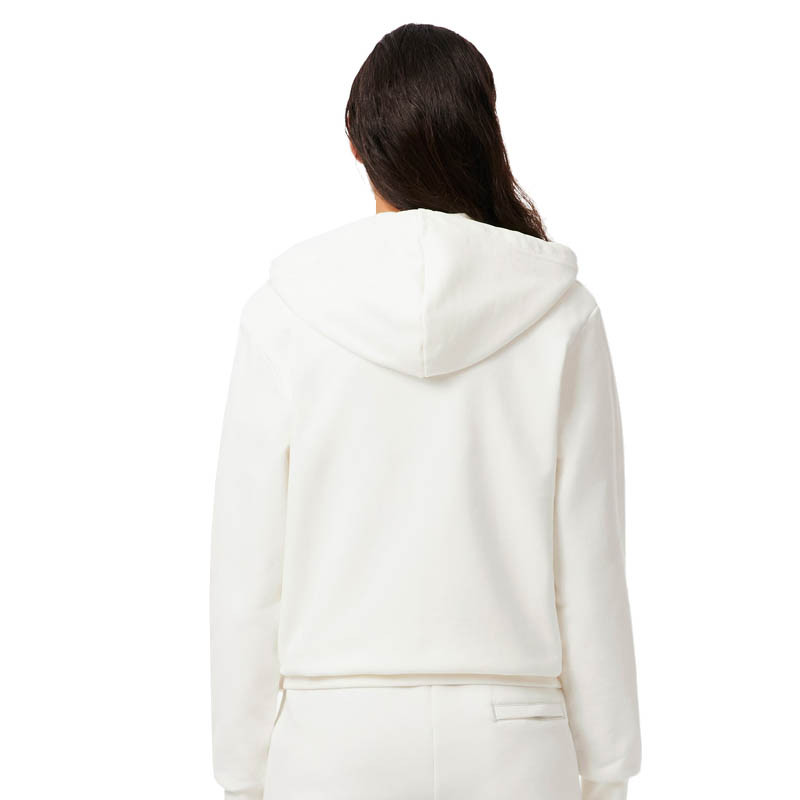 Sweat zippé femme Lacoste Regular Coton blanc