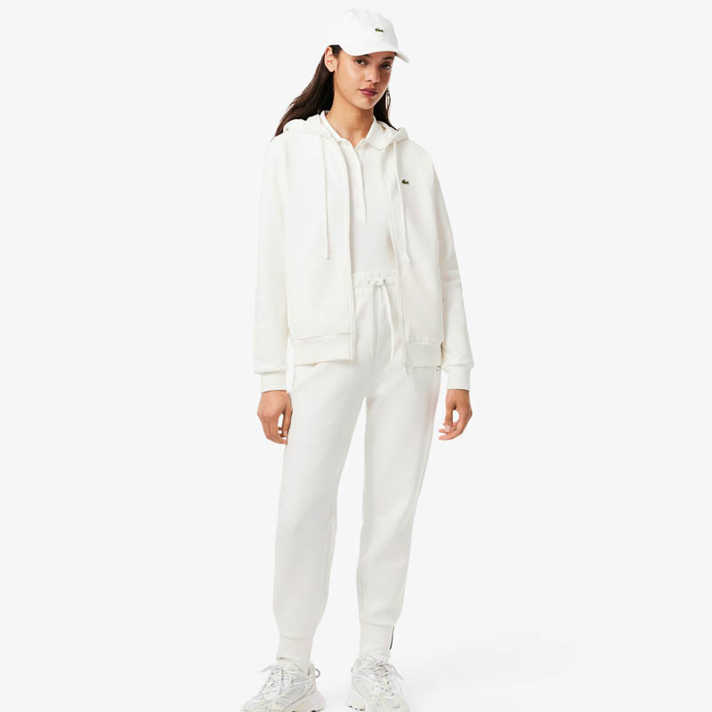 Sweat zippé femme Lacoste Regular Coton blanc