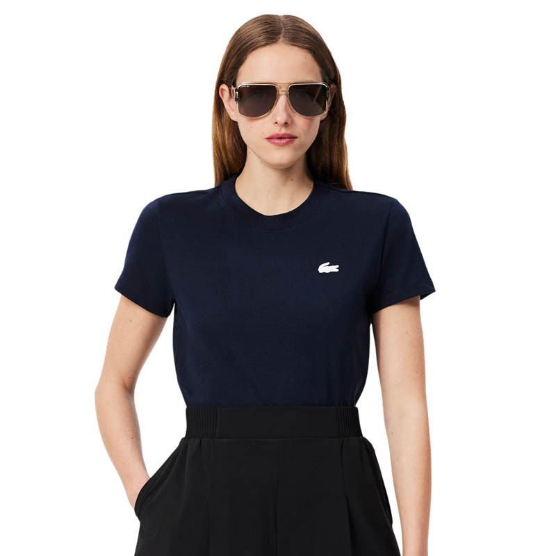 Tee-shirt de tennis femme Lacoste jersey Bio bleu marine