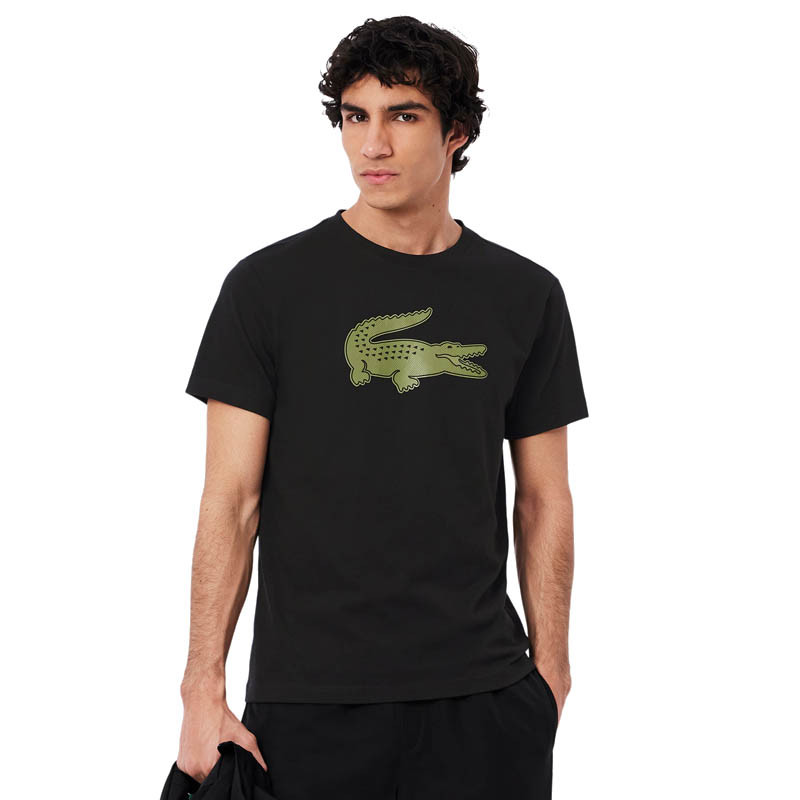 Tee-shirt Lacoste Sport logo 3D noir et vert