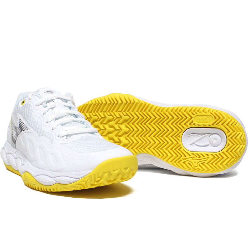 Mizuno Wave Enforce Court Clay femme blanc et jaune