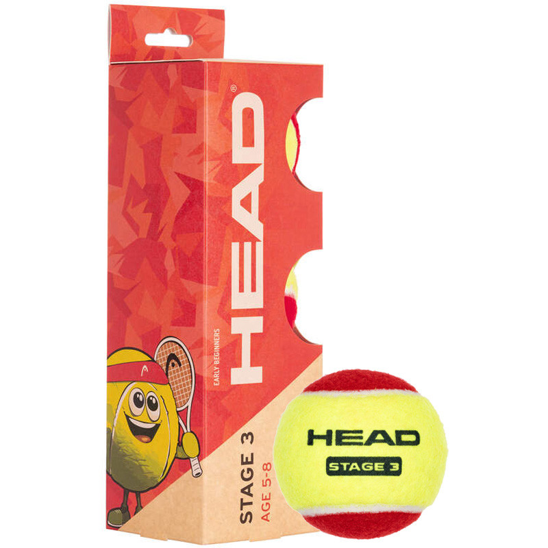 Boite de 3 balles de mini tennis Head Stage 1 Red
