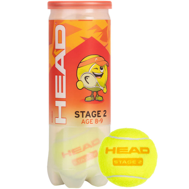 Tube de 3 balles de tennis orange Head Stage 2