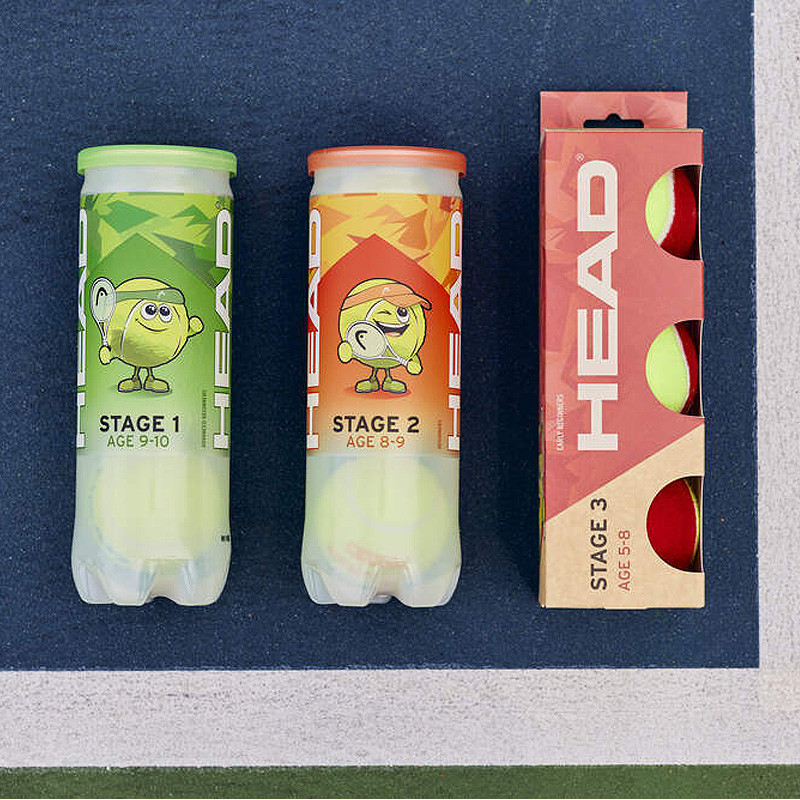 Tube de 3 balles de tennis verte Head Stage 1