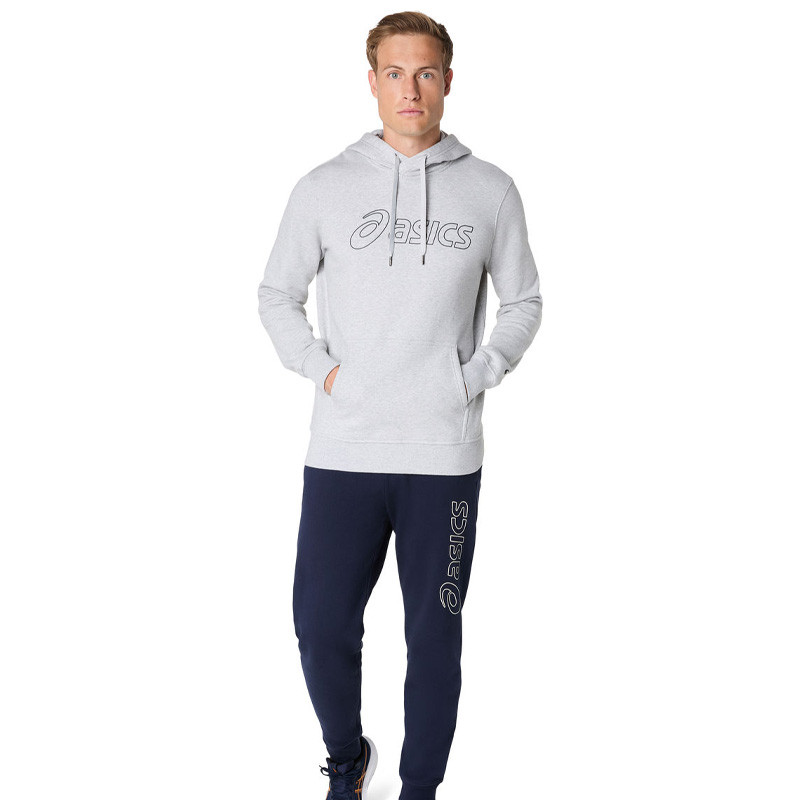 Sweat molleton capuche Asics logo gris clair