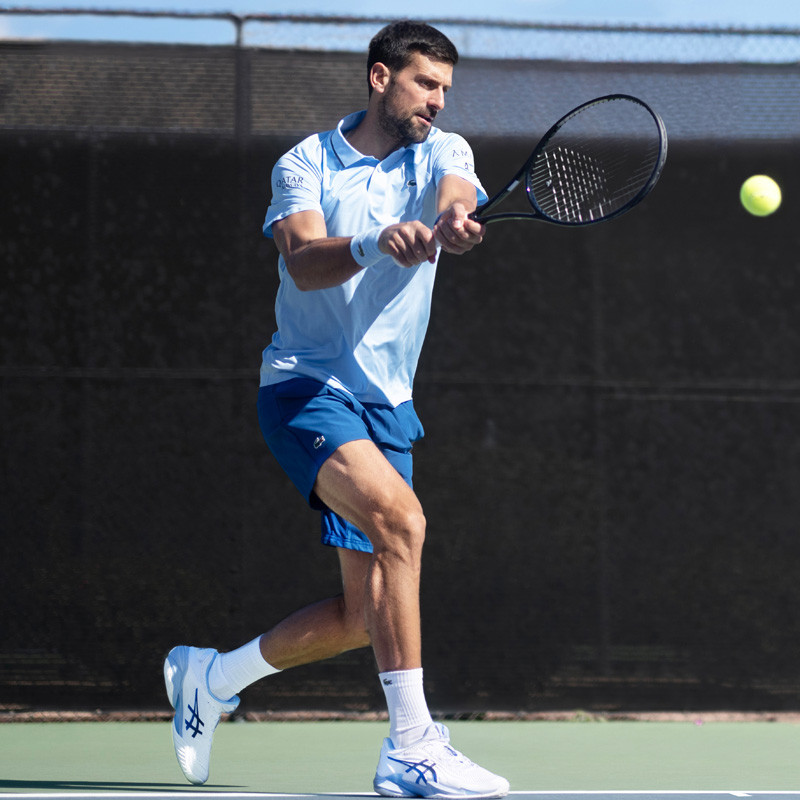 Polo Lacoste x Novak Djokovic US Open session jour bleu clair