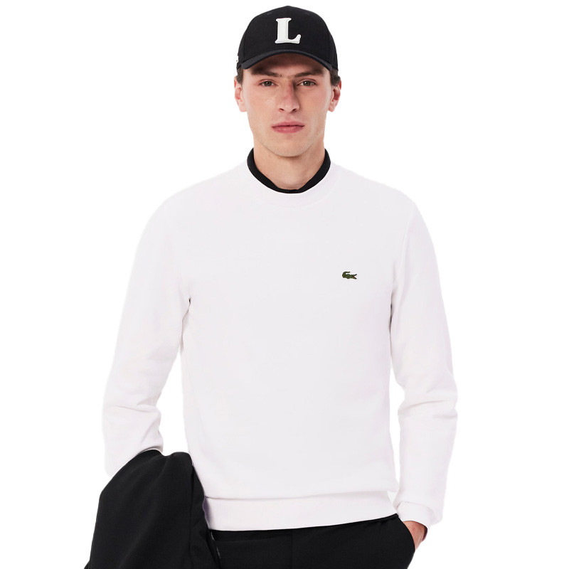 Sweat Lacoste Sport blanc en coton bio