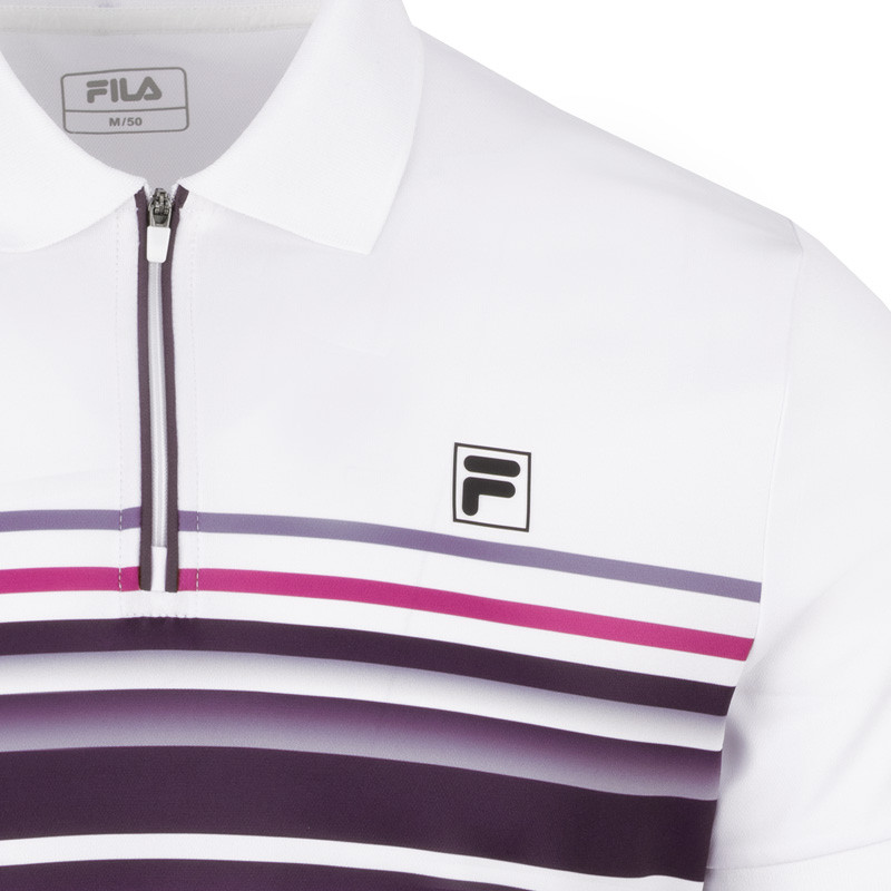 Polo de tennis Fila Diego blanc et bordeaux