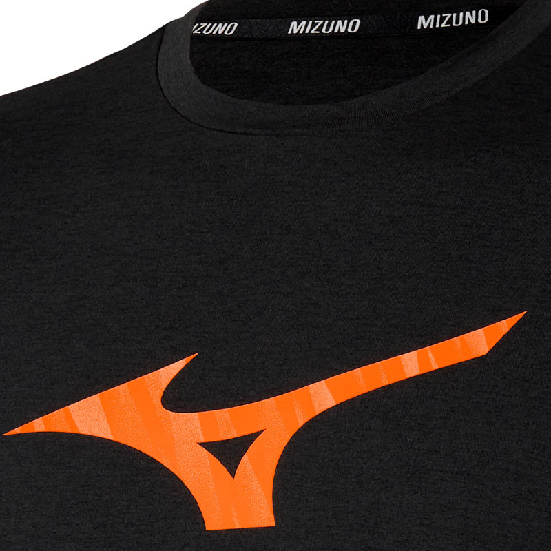 Tee-shirt Mizuno Runbird Core gris noir et orange