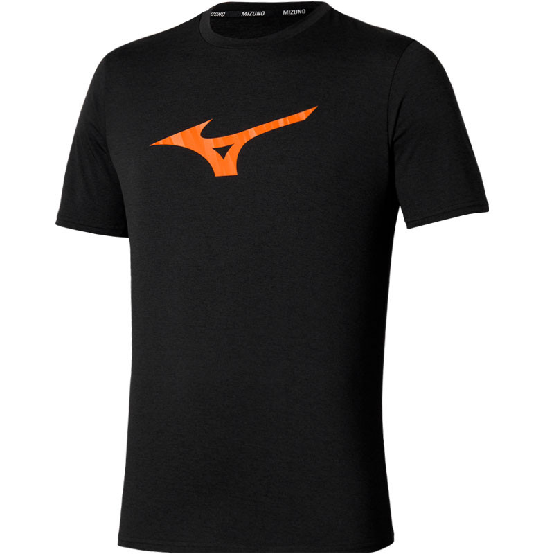 Tee-shirt Mizuno Runbird Core gris noir et orange
