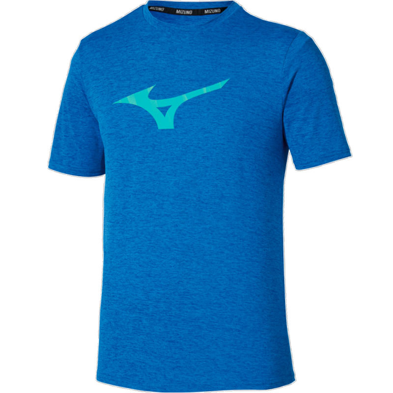 Tee-shirt Mizuno Runbird Core bleu et turquoise