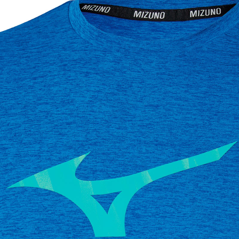 Tee-shirt Mizuno Runbird Core bleu et turquoise